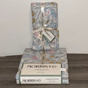 Morris & Co.Leicester Floral Garden Tablecloth 70” Round + 8 Napkins 20x20 NWT